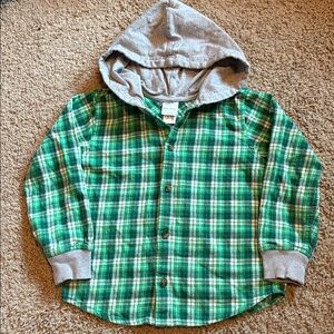 Hanna Andersson Plaid Flannel Button Up Hoodie size 5
